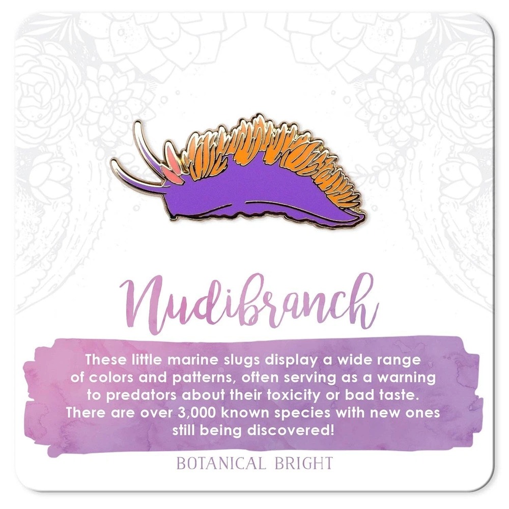 Nudibranch Sea Slug Enamel Pin - Gold Plated Nature Jewelry - Sea‎ Life Brooch